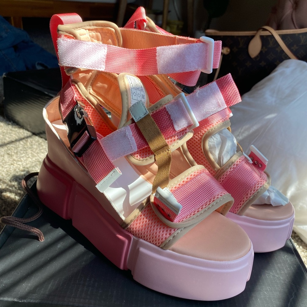 Pink platform sandals